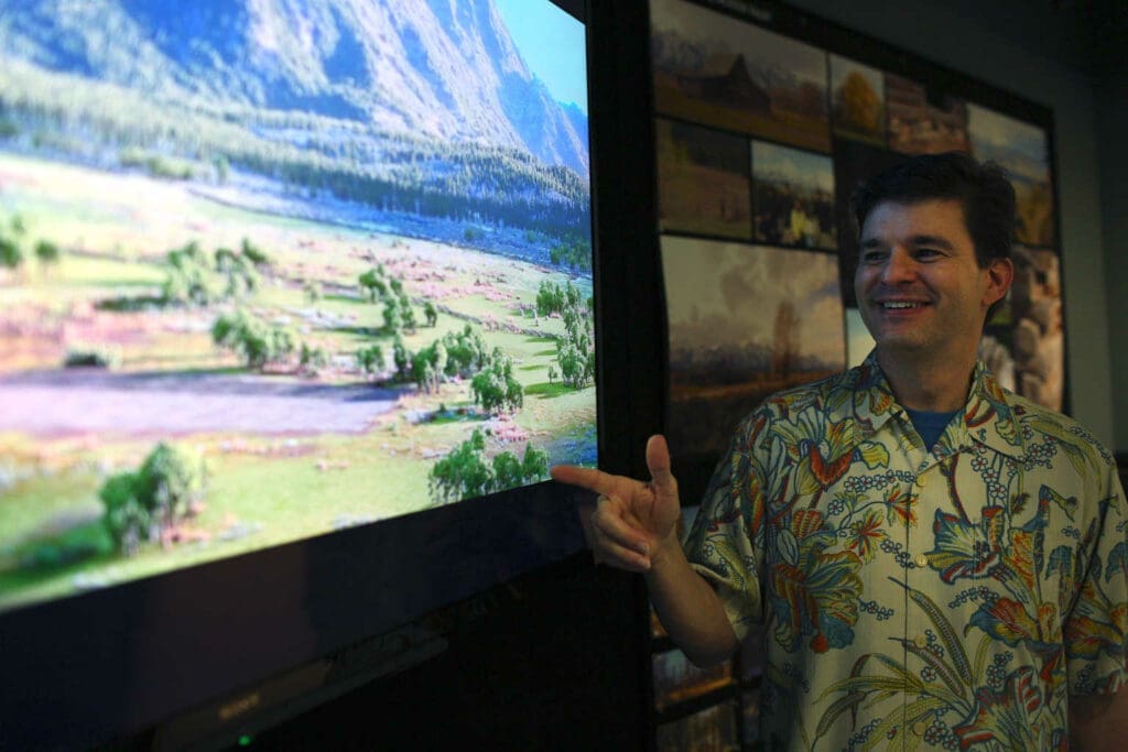A press day for The Good Dinosaur, including presentations by Sets Supervisor David Munier, as seen on October 1, 2015 at Pixar Animation Studios in Emeryville, Calif. (Photo by Deborah Coleman / Pixar)