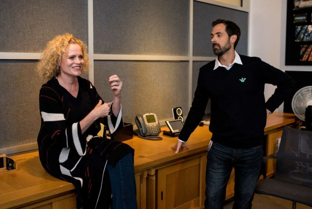 THE GOOD DINOSAUR - Screenwriter Meg LaFauve and Story Supervisor Kelsey Mann present at the Long Lead Press Days at Pixar Studios. Photo by: Marc Flores. ©2015 Disney•Pixar. All Rights Reserved.