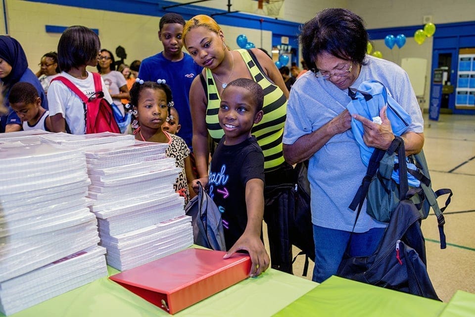 Parents and students shop at the Clorox® Back-To-School Pop-up Shop at the Andrew Hamilton School on Saturday, Aug. 20, 2016 in Philadelphia, Pennsylvania. Clorox® simplifies the back-to-school shopping experience for students and teachers through a free school supply pop-up shop. ( Jeff Fusco/AP Images for Clorox )