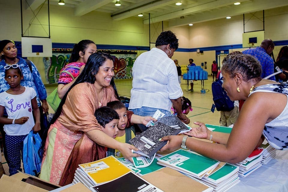 Parents and students shop at the Clorox® Back-To-School Pop-up Shop at the Andrew Hamilton School on Saturday, Aug. 20, 2016 in Philadelphia, Pennsylvania. Clorox® simplifies the back-to-school shopping experience for students and teachers through a free school supply pop-up shop. ( Jeff Fusco/AP Images for Clorox )